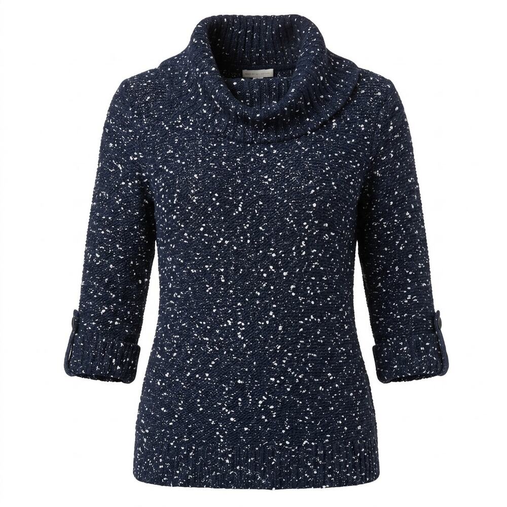 New York & Company Navy Marled Cowl Neck Knit Sweater Women Size M